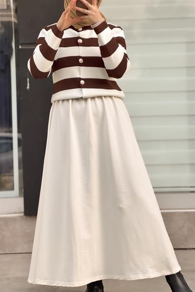 Çizgili Kazak - Kahve