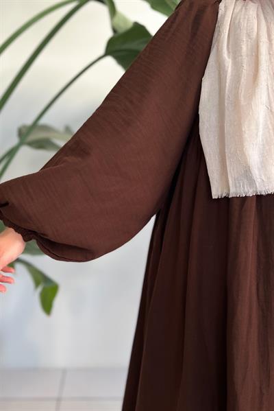Classic Müslin Elbise - Acı kahve