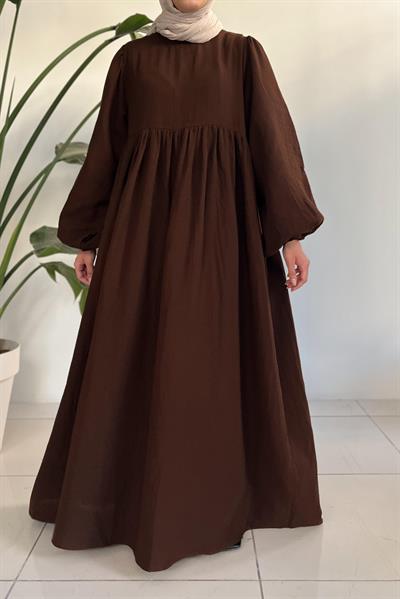 Classic Müslin Elbise - Acı kahve