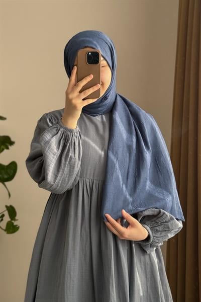 Classic Müslin Elbise - Gri