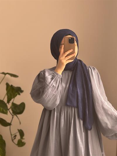 Classic Müslin Elbise - Gri