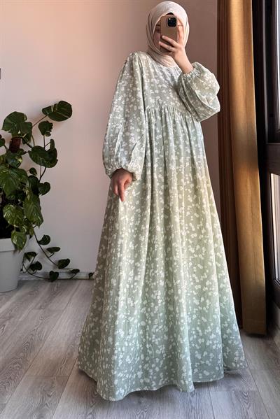 Classic Müslin Elbise - Ihlamur Desen