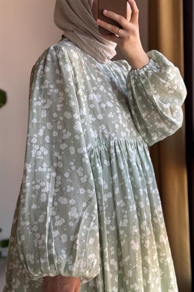 Classic Müslin Elbise - Ihlamur Desen