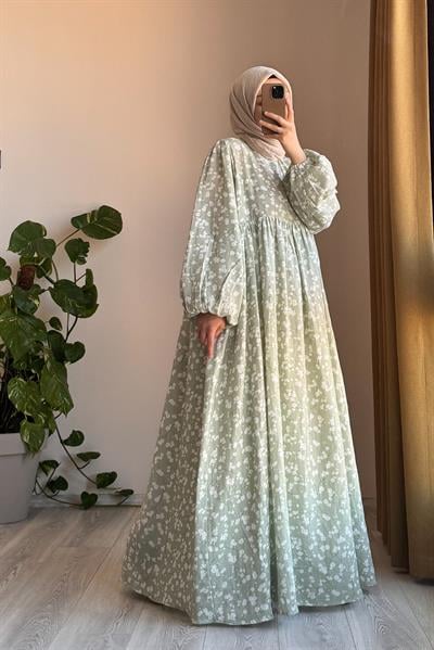 Classic Müslin Elbise - Ihlamur Desen