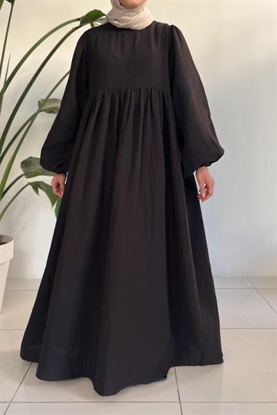 Classic Müslin Elbise - Siyah