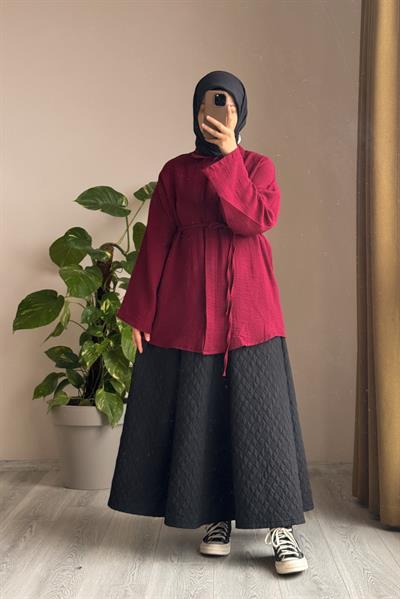 Classic Müslin Gömlek - Bordo