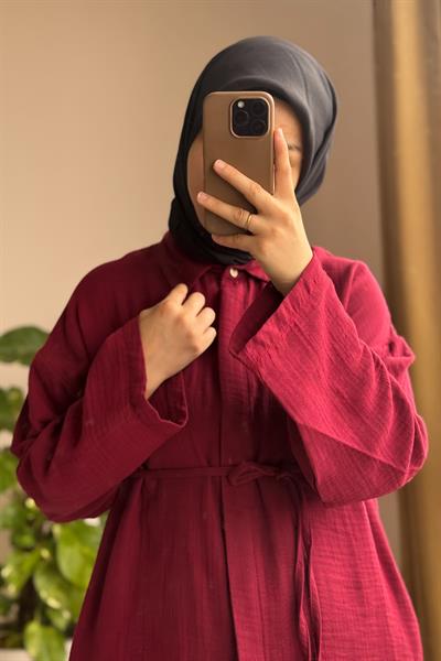 Classic Müslin Gömlek - Bordo