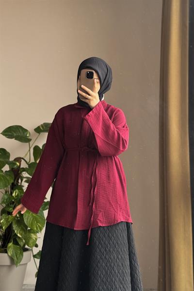 Classic Müslin Gömlek - Bordo