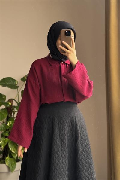 Classic Müslin Gömlek - Bordo