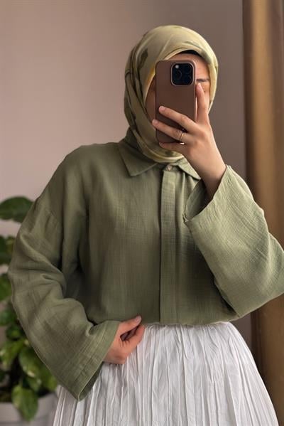 Classic Müslin Gömlek - Çağla yeşil