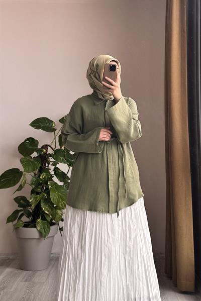 Classic Müslin Gömlek - Çağla yeşil