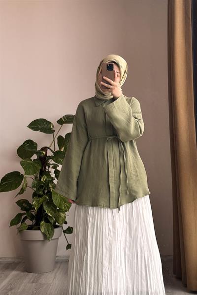 Classic Müslin Gömlek - Çağla yeşil