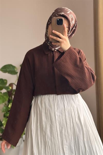 Classic Müslin Gömlek - Kahve