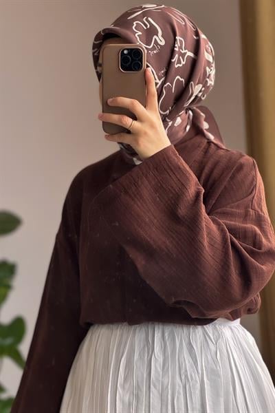 Classic Müslin Gömlek - Kahve