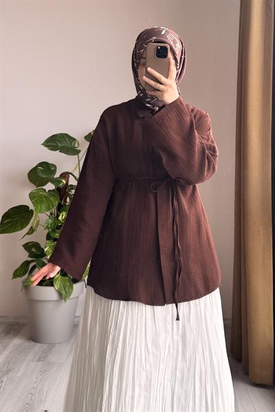 Classic Müslin Gömlek - Kahve