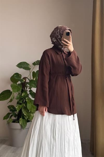 Classic Müslin Gömlek - Kahve