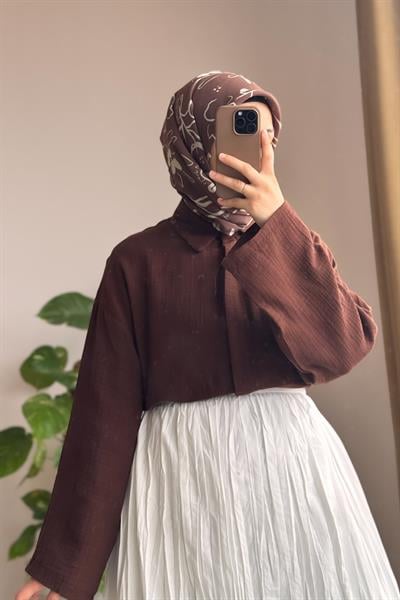 Classic Müslin Gömlek - Kahve