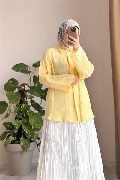 Classic Müslin Gömlek - Limon sarı