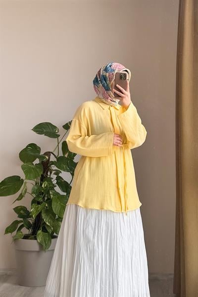 Classic Müslin Gömlek - Limon sarı