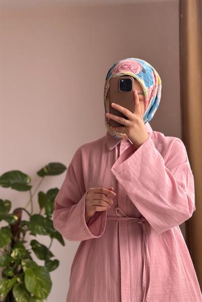 Classic Müslin Gömlek - Pudra