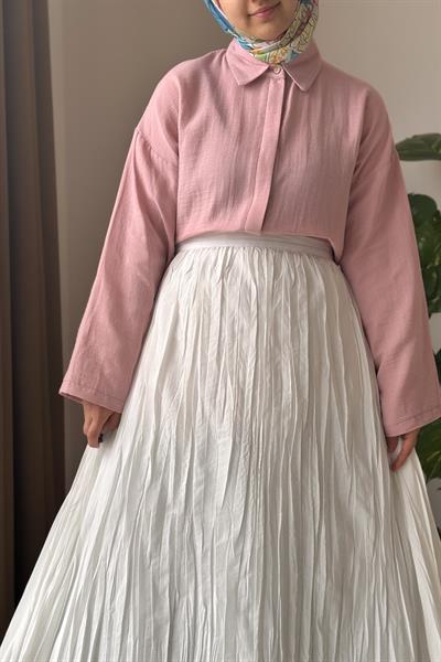 Classic Müslin Gömlek - Pudra