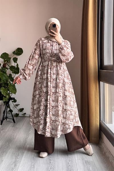 Cool Müslin Takım - Kahve desen