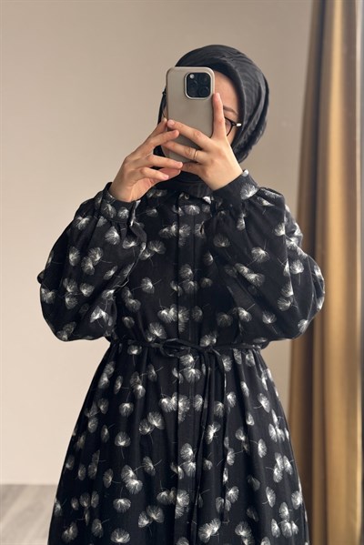 Cool Müslin Takım - Lale Desen Siyah