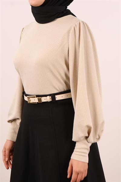 Dikdörtgen Tokalı Kemer - Bej
