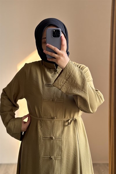 Düğme Detaylı Pantolonlu Takım - Yağ yeşili
