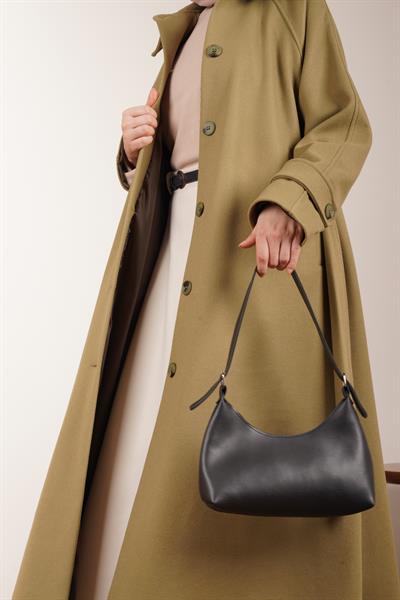 Düğmeli Kloş Kaban - Ihlamur