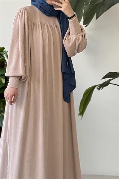 Ece Triko Elbise - Bej