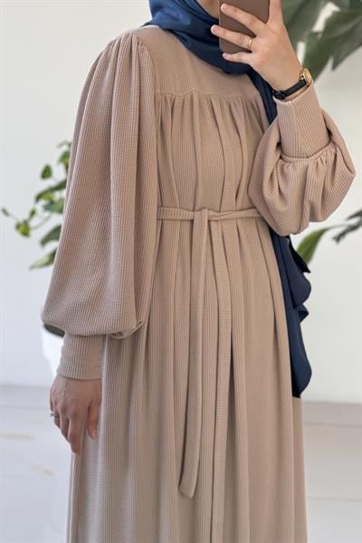 Ece Triko Elbise - Bej