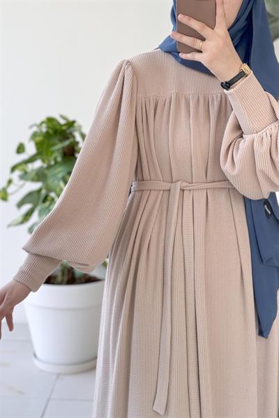 Ece Triko Elbise - Bej