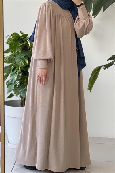 Ece Triko Elbise - Bej