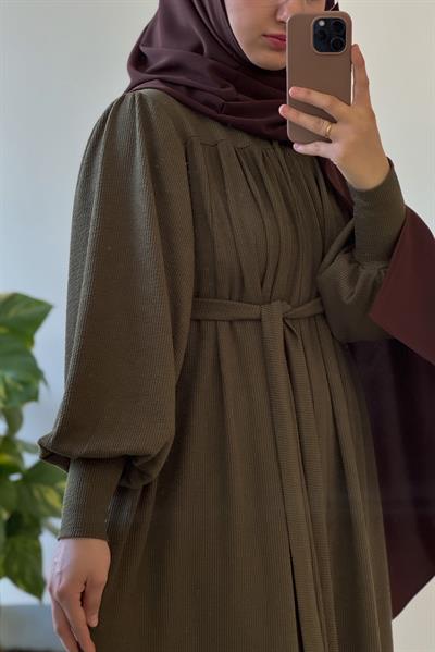 Ece Triko Elbise - Haki yeşil