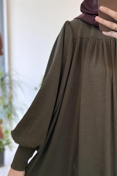 Ece Triko Elbise - Haki yeşil