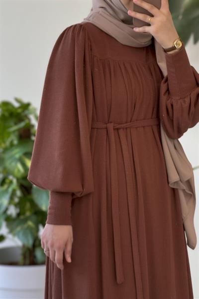 Ece Triko Elbise - Kahve