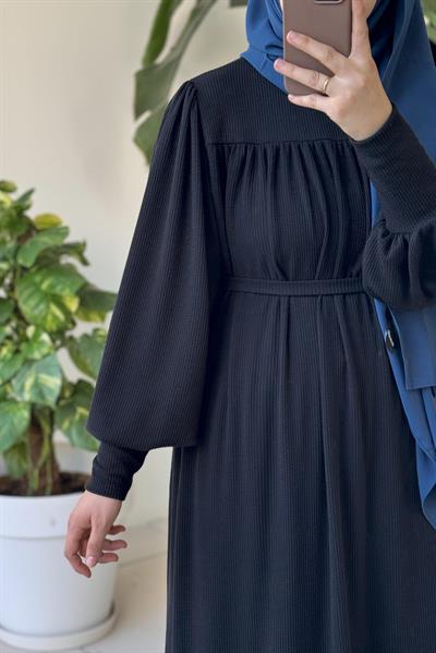 Ece Triko Elbise - Siyah