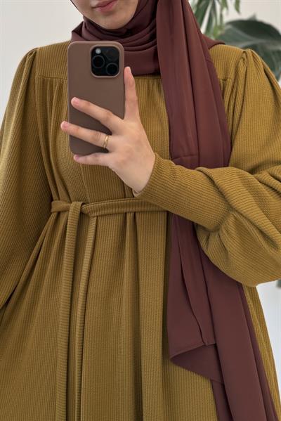 Ece Triko Elbise - Yosun yeşili