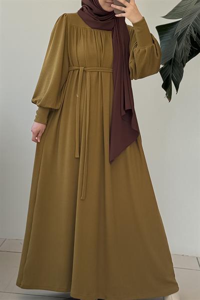 Ece Triko Elbise - Yosun yeşili