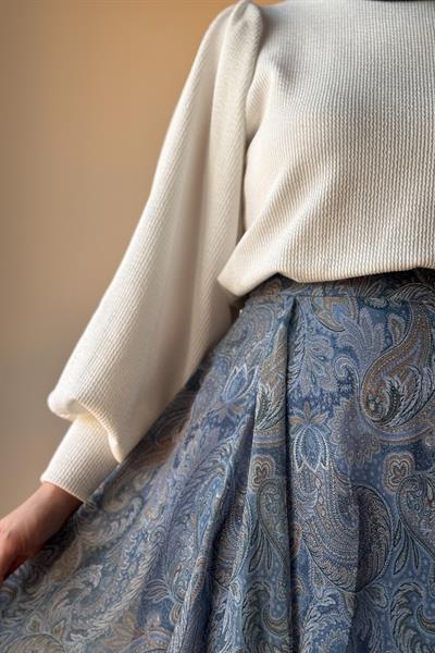 Etnik Desen Etek - Soft mavi