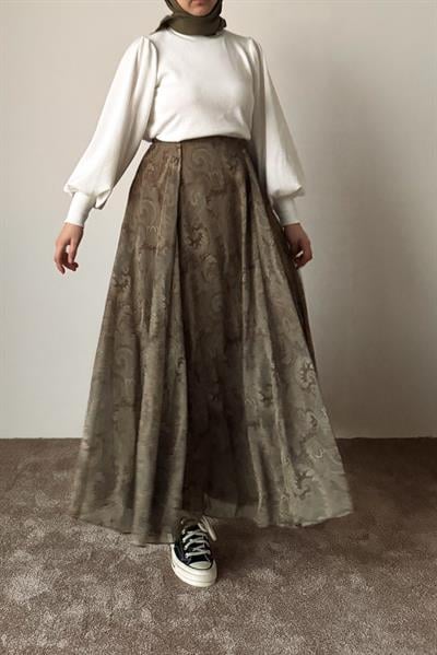 Etnik Desen Etek - Yağ yeşili