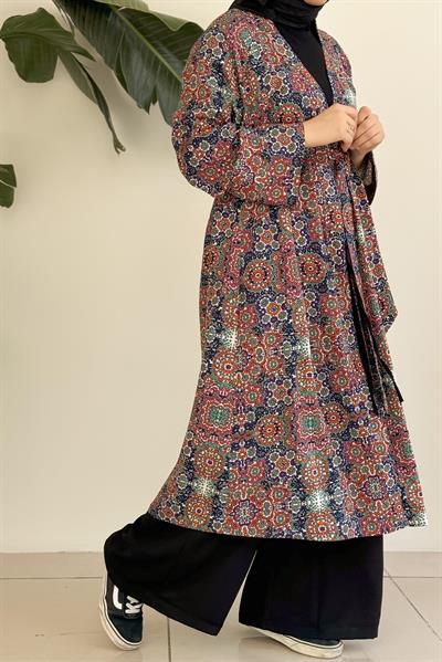 Etnik Desen Kimono - Kiremit