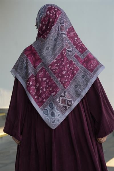 Etnik Desen Pamuk Eşarp - Bordo