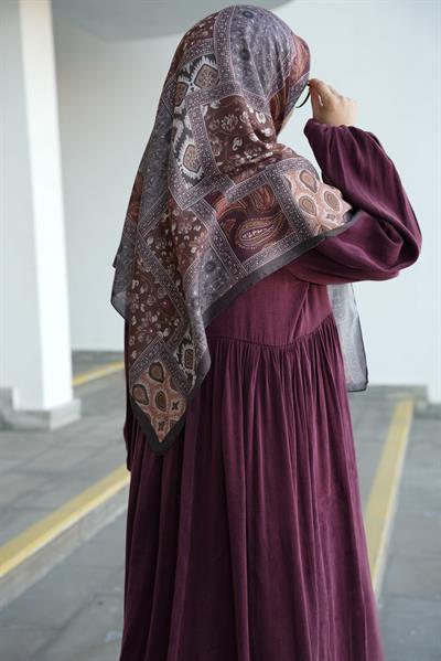 Etnik Desen Pamuk Eşarp - Kahve