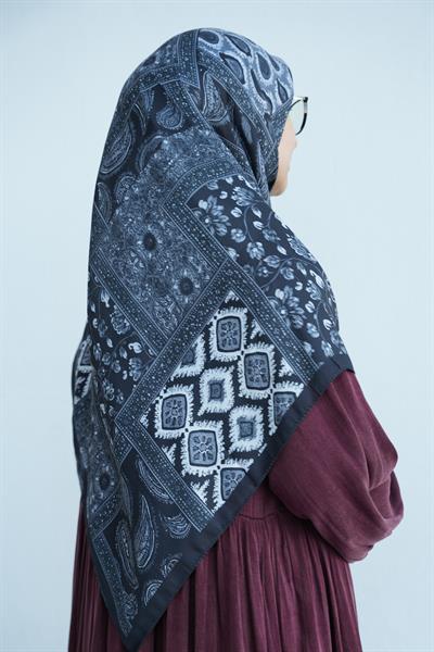 Etnik Desen Pamuk Eşarp - Siyah