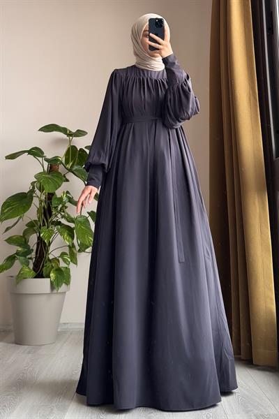 Fermuar Manşetli Elbise - Antrasit