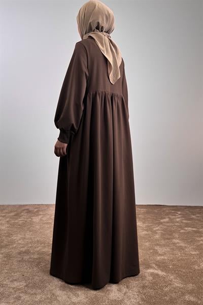 Fermuar Yaka Sweat Elbise - Acı kahve