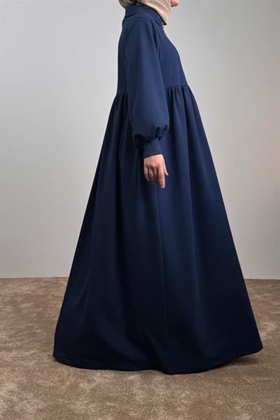 Fermuar Yaka Sweat Elbise - Lacivert