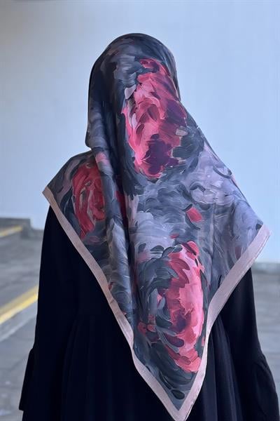 Floral Desen Pamuk Eşarp - Bordo